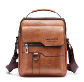 Hjkiopc Men's Shoulder Bag PU Leather Messenger Bag Pack Business Satchel Side Bag Casual Handbag for Men Working Shopping School Daily Use (Brown-A1)
